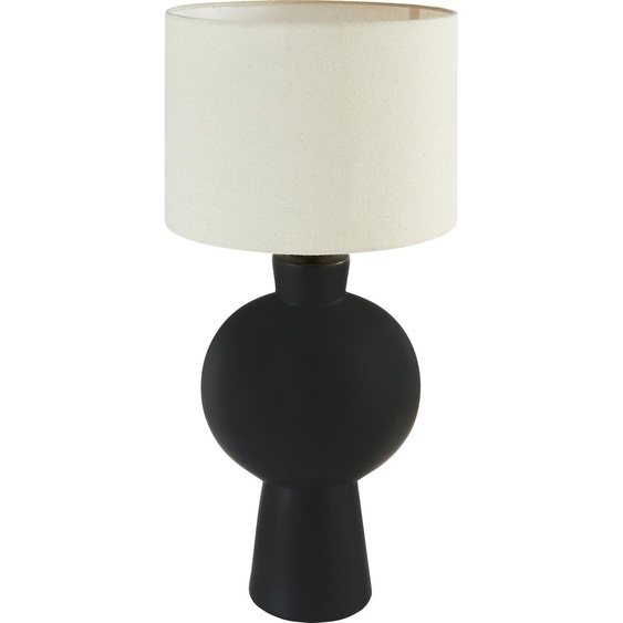 Lampe à poser Yulia 59 cm céramique noire abat-jour blanc