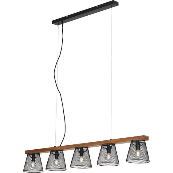 Lampe à suspendre BRILONER LEUCHTEN TAUNUS, 25 W, IP20, noir, métal-bois, excl. 5x E14, 110 x 15 x 136 cm