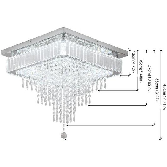 Lampe à suspendre, design cristal, éclairage LED, W 45cm, intensité lumineuse variable