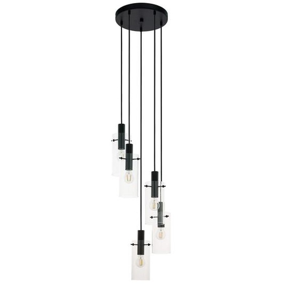 Lampe à suspendre Montefino 5 p. Noir, transparent Eglo 97368