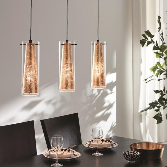 Lampe à suspendre Pinto Gold 3-flg. noir, transparent, doré Eglo 97652
