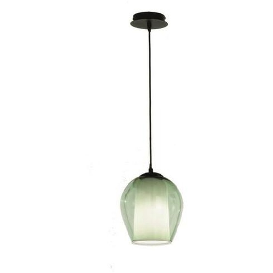 Lampe à suspension - BONNIE - D20 cm - Verre soufflé - Métal noir - Style vintage