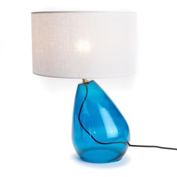 Lampe - AMADEUS - Balance bleu abat-jour lin blanc - 60W - Intérieur - Ethnique