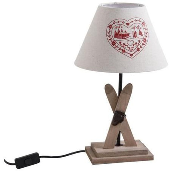 Lampe - AUBRY GASPARD - Décor Ski - Lot de 2 - Bois - Électrique - Abat-jour Métal
