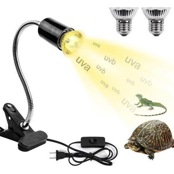 Lampe chauffante pour reptiles 50 W - Lampe de bain UVA+UVB - Orientable à 360° - Pour lézards, serpents et tortues - Kit déclairage pour terrarium