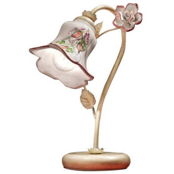 Lampe classique Pisa Metal And Ceramic White Shaded Gold 1 Light E14