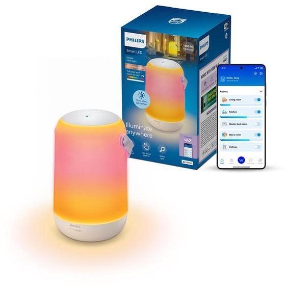Lampe de bureau connectée Philips, Wi-Fi/Bluetooth, blanche, Wi-Fi 4 (802.11n), 802.11b, 802.11g, LED, plastique, plus dinformations
