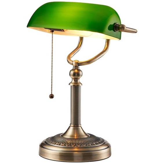 Lampe de bureau verte en verre, douille E27, interrupteur à chaîne