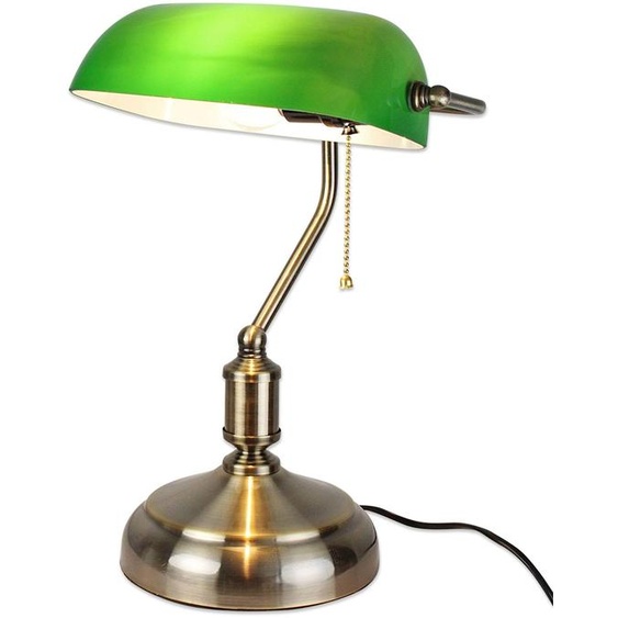 Lampe de bureau vintage, verte, avec un abat-jour opalescent, réglable, et un pied doré