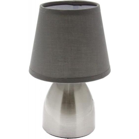 Lampe de chevet - AC-DÉCO - Tactile - Inox brossé - Abat-jour en tissu - 3 intensités lumineuses