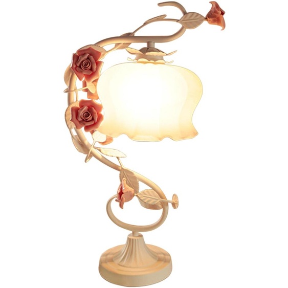 Lampe de chevet, motif floral, LED à économie dénergie, blanc