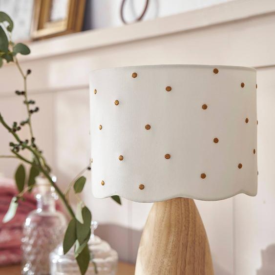 Lampe de chevet pois brodés écru