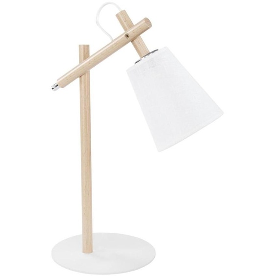 Lampe de chevet VAIO blanche et bois clair, 1xE27x15W, bois, dimensions : 46x18x32 cm, IP20, TK-Lighting
