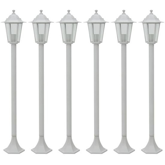 Lampe de jardin à piquet 6 pcs E27 110 cm Aluminium Blanc