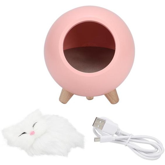 Lampe de nuit mignonne en forme de chat Petite maison pour animaux Lampe LED Éclairage de chambre Lampe dambiance Rose