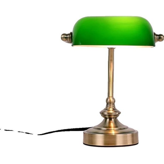 Lampe de table, abat-jour en verre coloré, interrupteur à fermeture éclair, vert