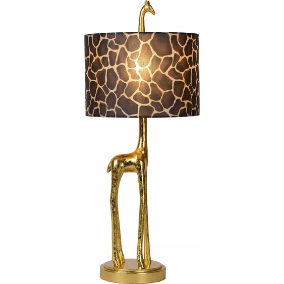 Lampe de table avec abat-jour Extravaganza, doré-brun, 1xE27x60W, tissu, dimensions : 60,5x25x25 cm, IP20, Lucide