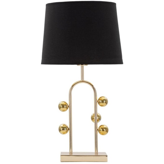 Lampe de table Bubble en fer noir et or avec abat-jour en tissu