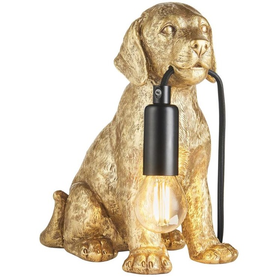 Lampe de table « Chiot LABRADOR » vintage dorée, 1xE14x7W, en résine, dimensions : 23,5 x 22 x 12 cm, IP20, Endon