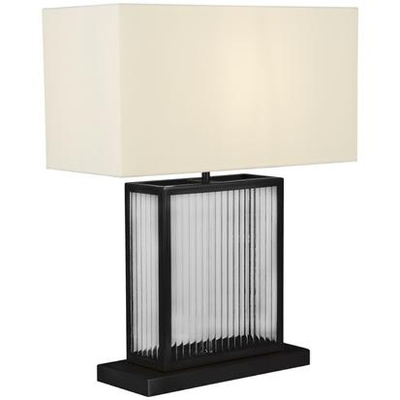 Lampe De Table Clarendon 1Lt, Verre Trempé, Abat-Jour Velours Blanc Cassé. Noir Mat