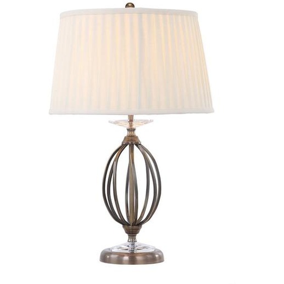 Lampe de table classique en laiton avec abat-jour blanc Aegean E27 60W Elstead