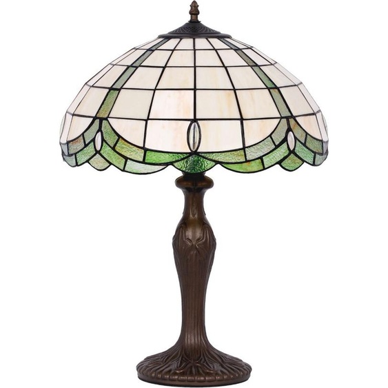 Lampe de table classique PAPI, marron et multicolore, 1xE27x60W, verre en vitrail, dimensions : 62x40x40 cm, IP20, Kaja