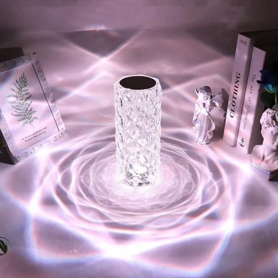 Lampe de table cristal - Lampe diamant LED avec 16 couleurs - Lumière dambiance rechargeable - Commande tactile et télécommande
