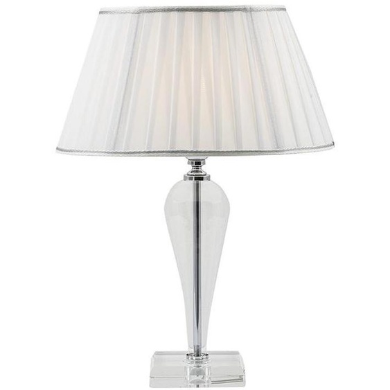 Lampe De Table Cristelle En Verre Cristal Avec Abat-Jour En Tissu, Connexion E14 Ip20, Design Classique - Rossini Illuminazione