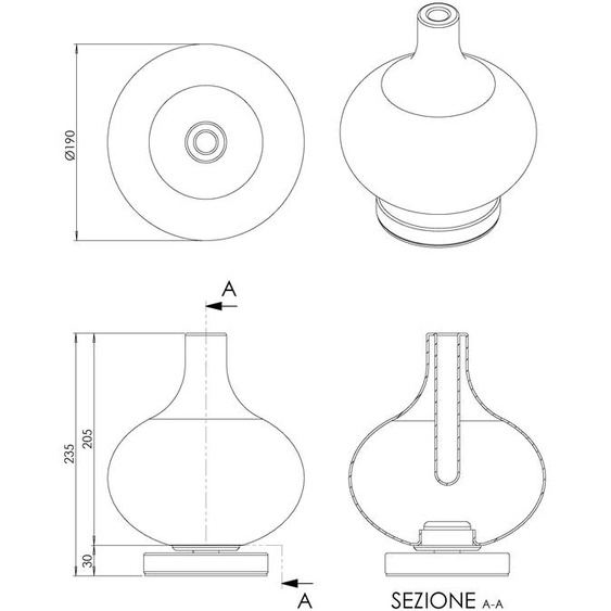 Lampe de table Crodo Amethyst 7W LED intégrée, température de couleur 2700K-3000K-4000K, variateur tactile, verre borosilicate et métal - Crodo