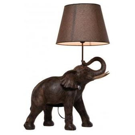 Lampe de table Eléphant Safari - Kare Design - Original et colonial - Brun - Beige - Lin - Ethnique - Tissu