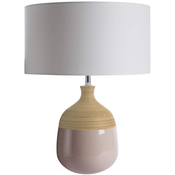 Lampe de table en céramique, couleur taupe, 60 W, culot E27, dimensions : 35 cm de diamètre x 48 cm de hauteur