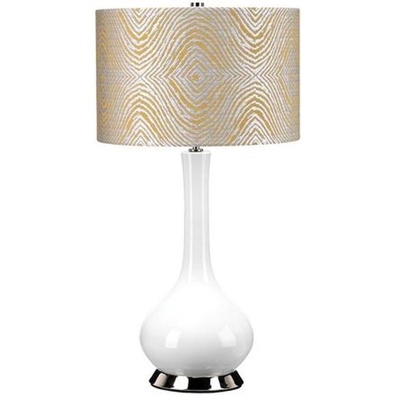 Lampe de table en céramique Milo, blanc et gris, 1xE27x60W, céramique / plâtre, dimensions : 69x36x36 cm, IP20, Elstead