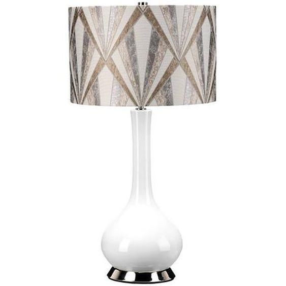Lampe de table en céramique Milo, blanc et marron, 1xE27x60W, céramique / plâtre, dimensions : 69x36x36 cm, IP20, Elstead