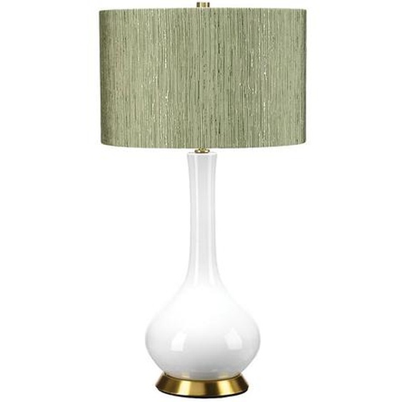 Lampe de table en céramique Milo, blanc et vert, 1xE27x60W, céramique / plâtre, dimensions : 69x36x36 cm, IP20, Elstead