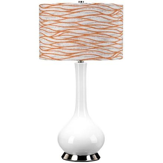 Lampe de table en céramique Milo, blanche et orange, 1xE27x60W, céramique / plâtre, dimensions : 69x36x36 cm, IP20, Elstead