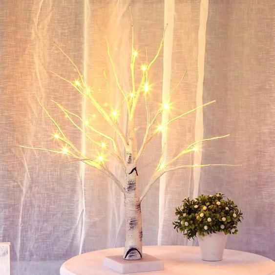 Lampe de table en forme darbre de 45 cm avec 18 LED blanches chaudes - À piles - Pour la maison, une fête, un mariage, Pâques,
