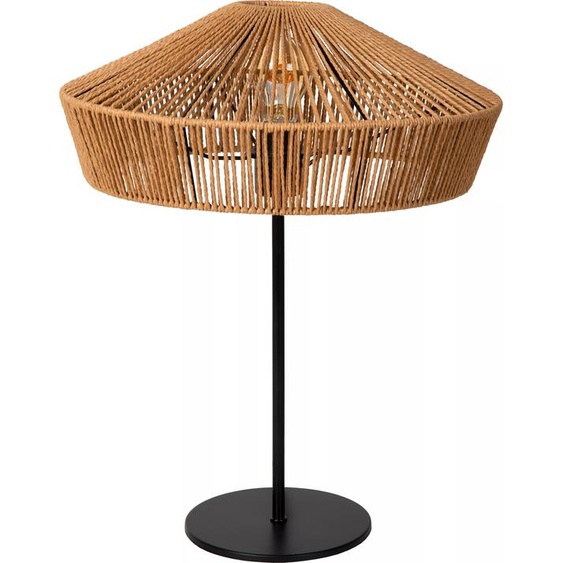 Lampe de table en rotin brun et noir, culot E27, Yunkai Lucide