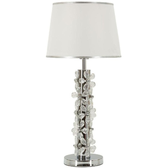 Lampe de table Flower 35 x 74 x 35 cm fer, métal, verre, tissu, argent, blanc