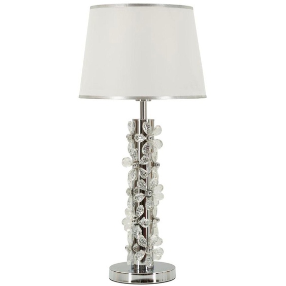 Lampe de table Flower 35 x 74 x 35 cm fer, métal, verre, tissu, argent, blanc