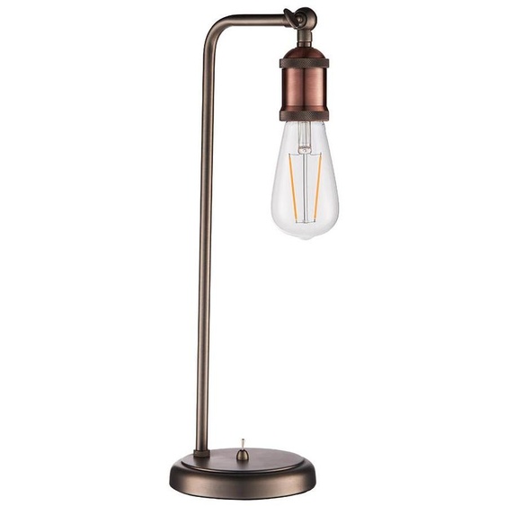 Lampe de table HAL effet vieilli en étain, 1xE27x20W, métal, dimensions : 45,3 x 14 x 16,5 cm, IP20, Endon