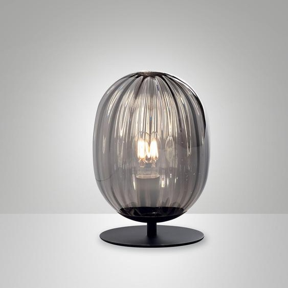 Lampe de table Infinity en métal fumé et verre soufflé, design élégant avec douille E27, structure robuste 280 mm x 180 mm, classe 2