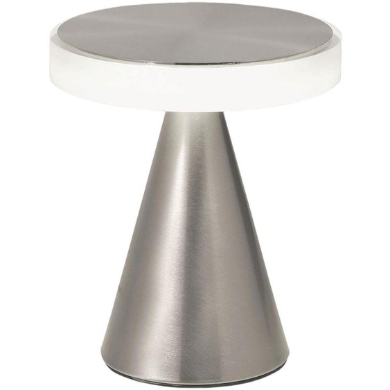 Lampe De Table Led Fabas, Lumière Neutre 8 W 750 Lm 3000 K, Structure En Métal Et Méthacrylate AvecTactile, Nickel Satiné - Fabas Luce
