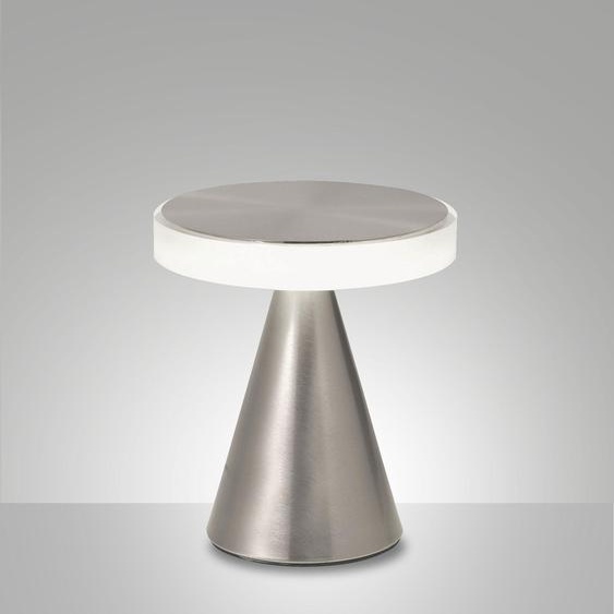 Lampe de table LED Fabas, lumière neutre 8 W 750 lm 3000 K, structure en métal et méthacrylate avectactile, nickel satiné - Fabas Luce