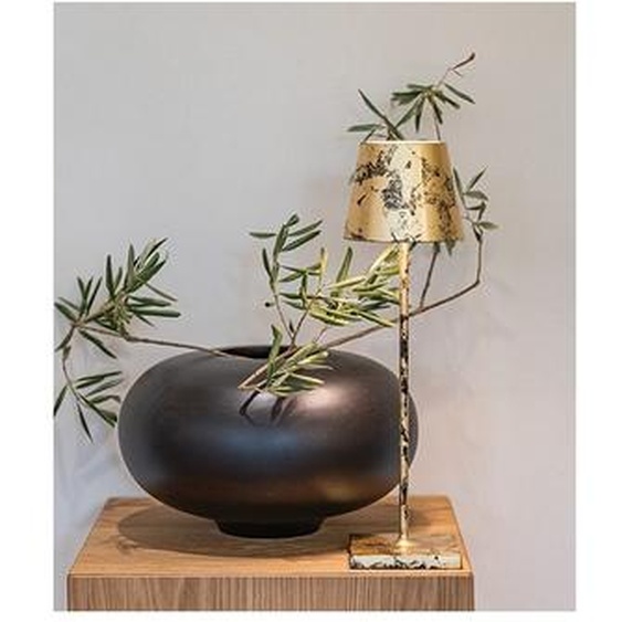 Lampe de table LED Poldina Pro Black Gold Leaf Craquelè rechargeable et dimmable avec batterie jusquà 12 heures