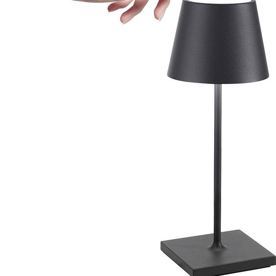 Lampe de table LED Poldina Pro Mini Gris Foncé, rechargeable et dimmable avec une autonomie allant jusquà 12 heures