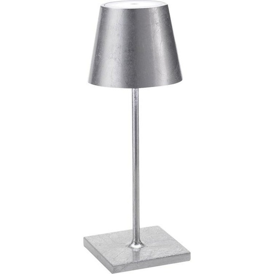 Lampe de table LED Poldina Pro Mini Silver Leaf, rechargeable et dimmable avec une autonomie allant jusquà 12 heures