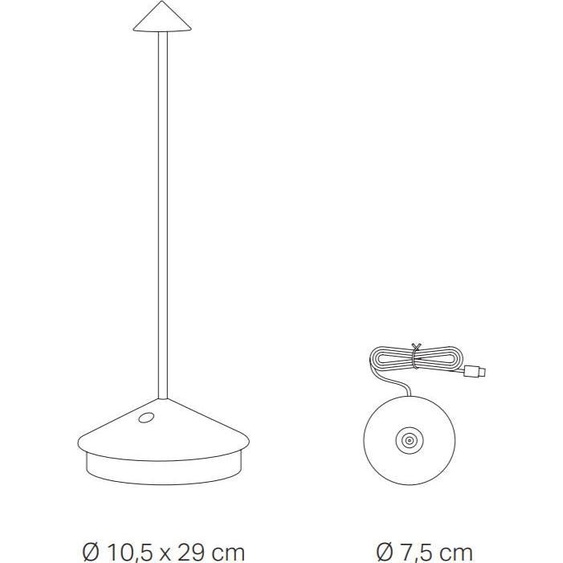 Lampe de table LED rechargeable et à intensité variable Pina Pro Gold - 2,2 W, 2 200-2 700-3000 K, IP54