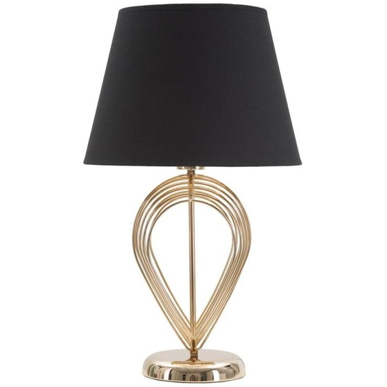 Lampe de table Maxt en fer doré et noir avec abat-jour en tissu noir