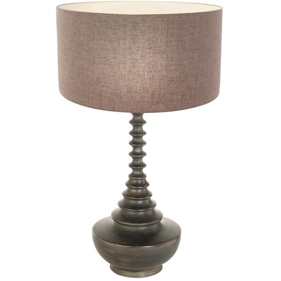 Lampe de table - noir - Bois - bois textile - Ø 40cm - E27 - 3761ZW - Anne Lighting