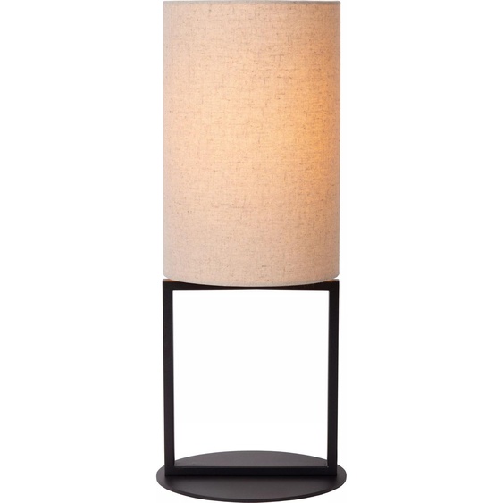 Lampe de table noire avec abat-jour beige 50 cm E27 Herman Lucide